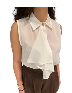 Top Rouches Smanicato Panna Zahjr