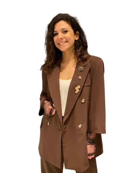 Blazer testa di moro Zahjr con spille gioiello | Doppiopetto elegante