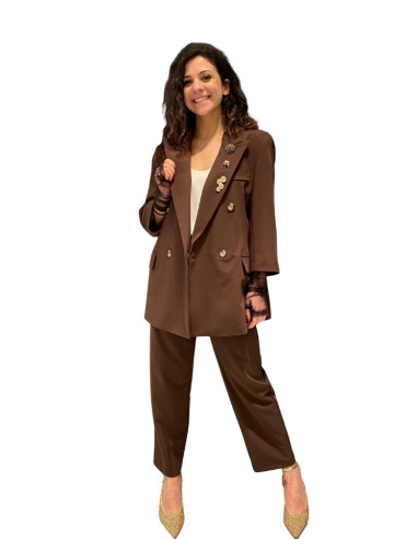 Blazer testa di moro Zahjr con spille gioiello | Doppiopetto elegante