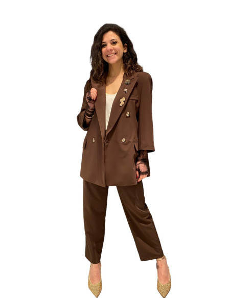 Blazer testa di moro Zahjr con spille gioiello | Doppiopetto elegante