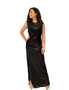 Abito lungo nero cut out Zahjr | Vestito elegante effetto lucido