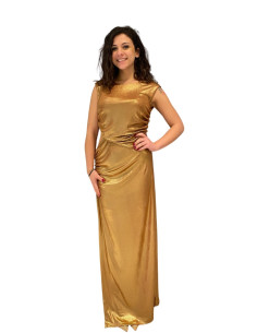 Abito lungo bronzo cut out Zahjr | Vestito elegante effetto lucido