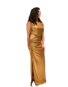 ABITO LUNGO CUT OUT EFFETTO LUCIDO ADERENTE ZAHJR BRONZO