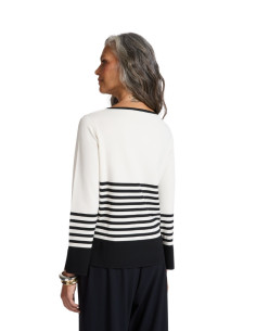 Maglia Donna Rigata Girocollo Bianco Elena Mirò