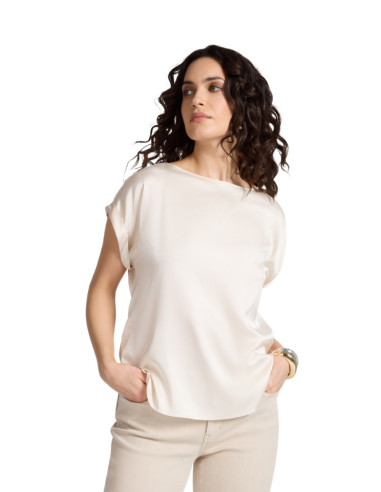 Blusa Viscosa Donna Satin | Manica Corta Elegante