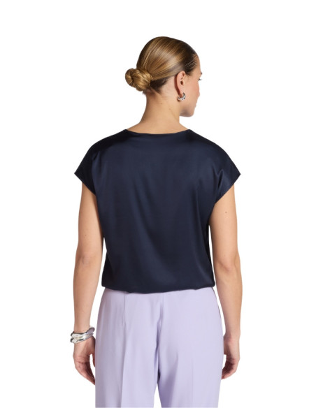 Blusa Blu Donna Scollo a V | Elegante Satin Fluida