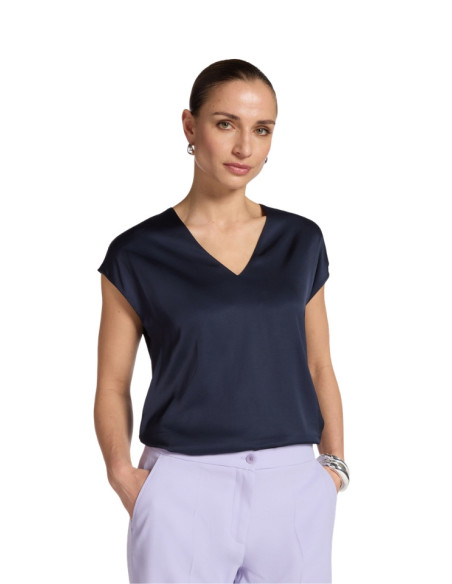Blusa Blu Donna Scollo a V | Elegante Satin Fluida