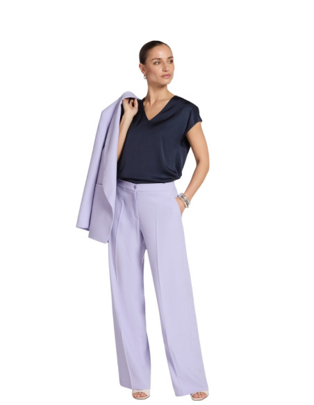 Blusa Blu Donna Scollo a V | Elegante Satin Fluida