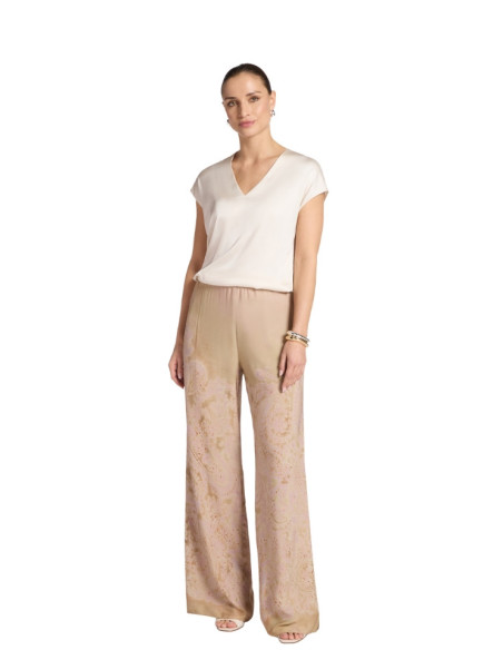 Blusa Donna Latte Satin | Scollo a V Elegante