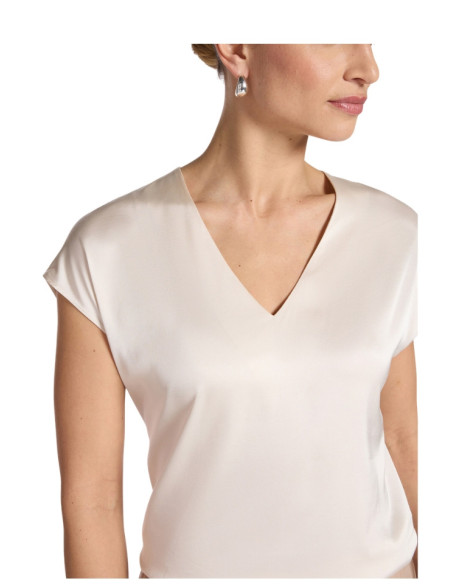 Blusa Donna Latte Satin | Scollo a V Elegante
