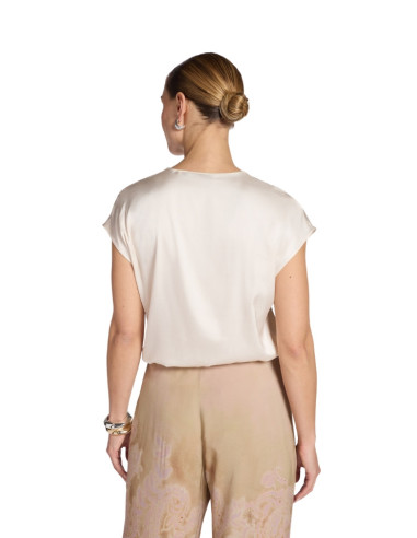 Blusa Donna Latte Satin | Scollo a V Elegante