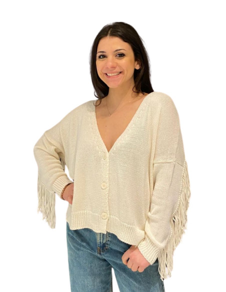 Cardigan donna frange burro King Kong