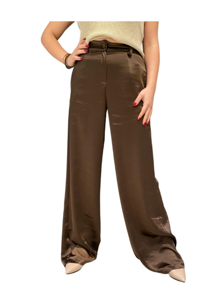 Pantalone Palazzo Satinato Donna Color Moro Motel