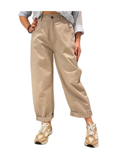 Pantalone balloon cotone tortora donna Motel