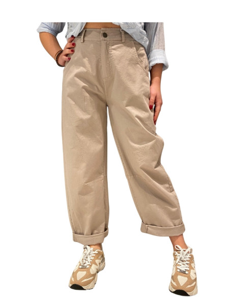 Pantalone balloon cotone tortora donna Motel