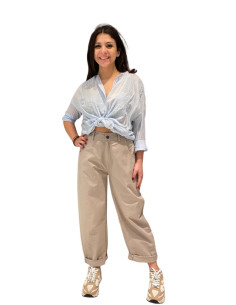 Pantalone Balloon Cotone Tortora Donna – Motel