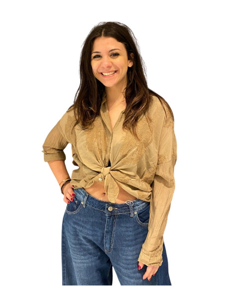 Camicia ricami misto seta MOU