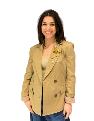 Giacca doppio petto spille CAMMELLO