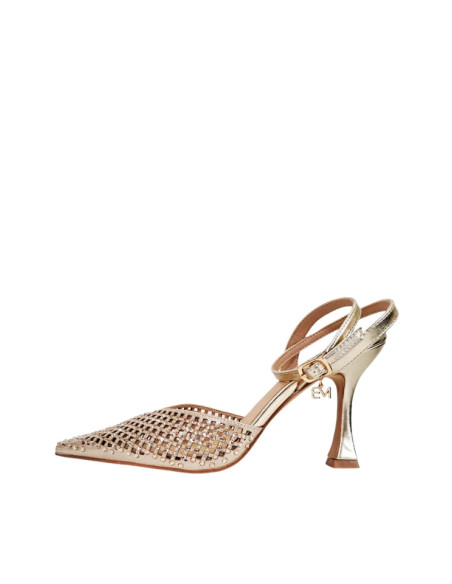 Slingback Miabelle Pelle Platino Traforata con Strass | Tacco 9.5