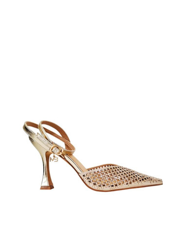 Slingback Miabelle Pelle Platino Traforata con Strass | Tacco 9.5