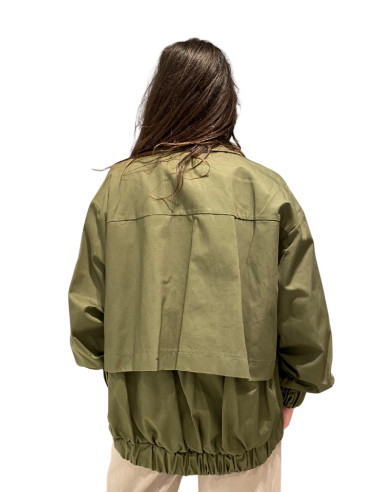 Bomber Lungo Donna Verde Militare | Oversize Utility