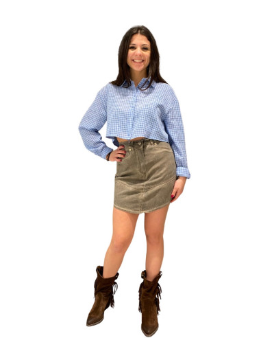 Gonna Denim Asimmetrica Effetto Vintage Fango