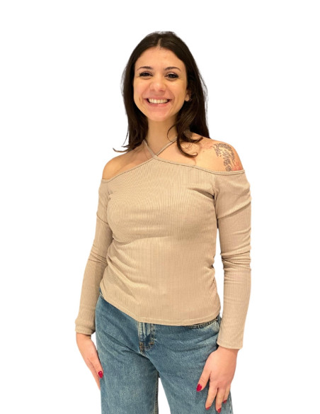 Top donna tortora manica lunga King Kong