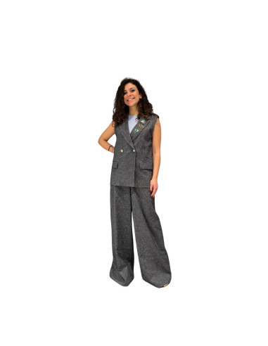 Jeans Palazzo Denim Effetto Melangiato Donna