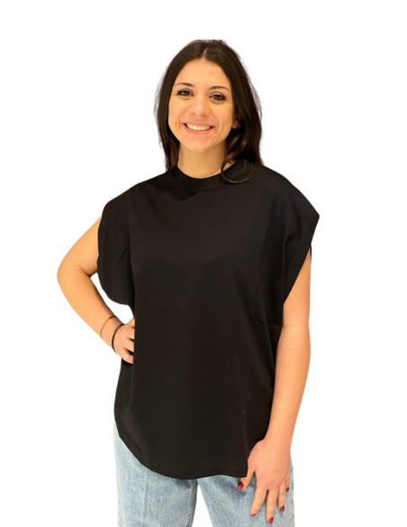 T-shirt over asimmetrica nera donna King Kong