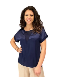 Casacca donna satin blu Zahjr