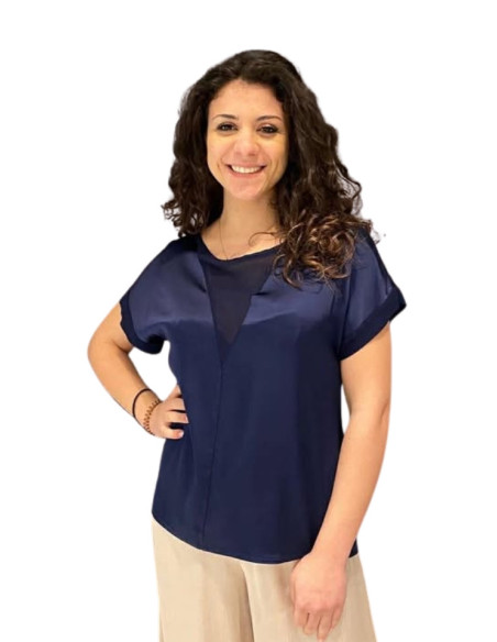 Casacca donna satin blu Zahjr