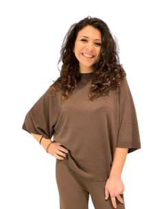 Maglia donna marrone manica a gomito King Kong