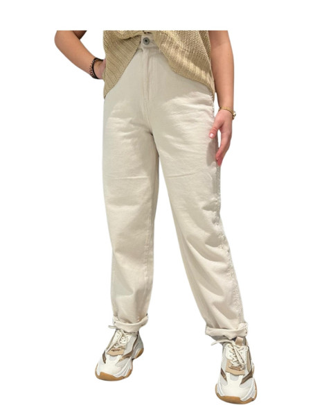 Jeans Barrel Donna Dettaglio Sfrangiato
