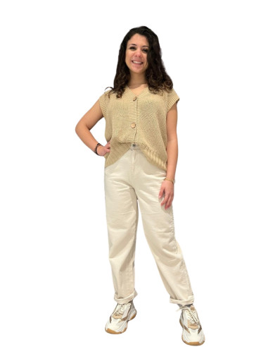 Jeans Barrel Donna Dettaglio Sfrangiato