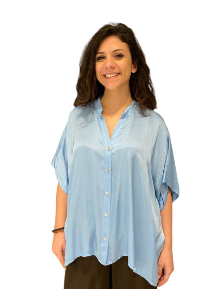 Blusa-Camicia Azzurra Fluida Motel