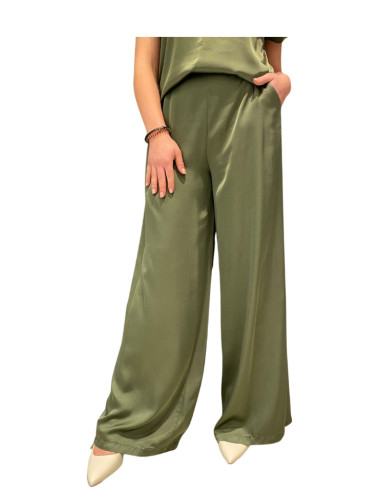 Pantapalazzo satin MILITARE