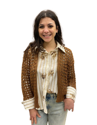 Cardigan traforato donna cannella Motel