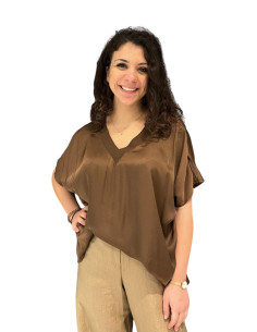 Blusa Cacao con Scollo a V King Kong