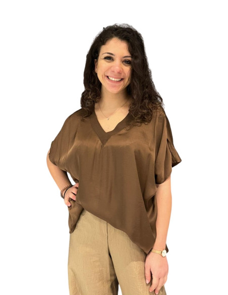 Blusa Cacao con Scollo a V King Kong
