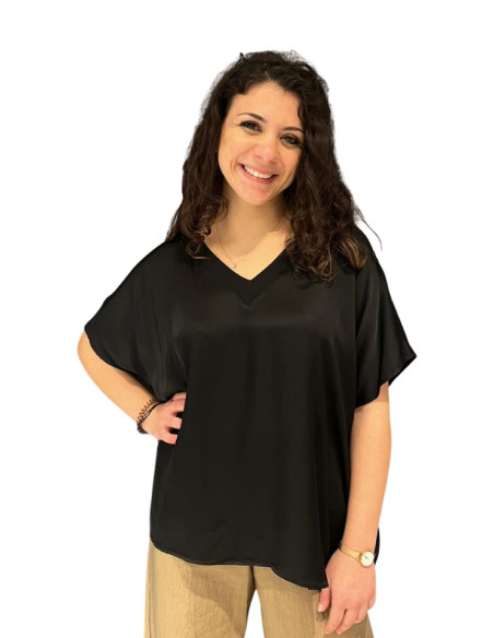 Blusa Nera con Scollo a V King Kong