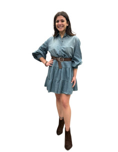 Mini abito jeans con cintura Tensione In | Vestito denim corto