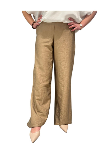 Pantalone beige donna effetto crespo palazzo Motel