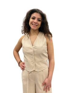 Gilet Gessato Color Beige Vero Moda
