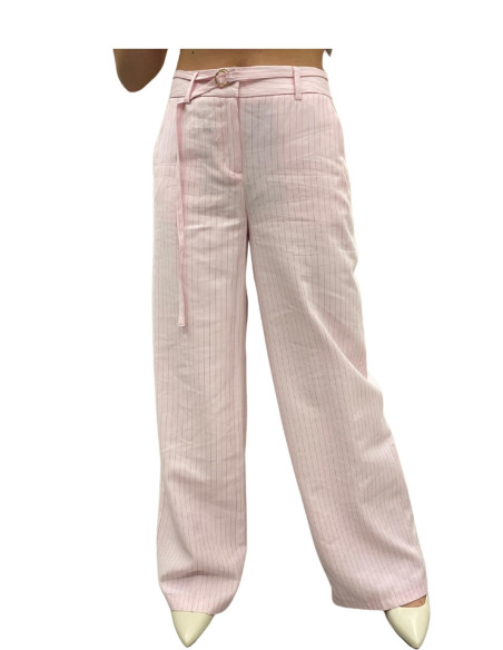 Pantalone wide gessato rosa donna Vero Moda