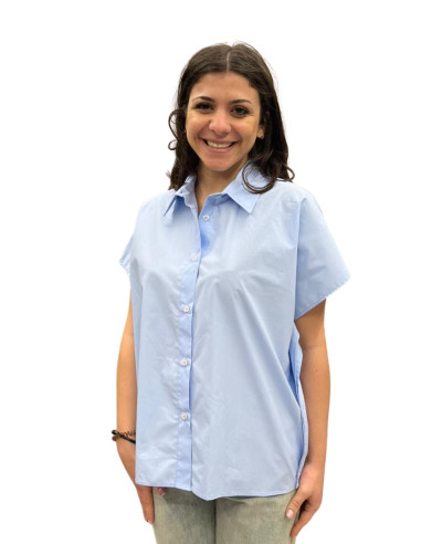 Camicia Ampia Color Cielo Motel