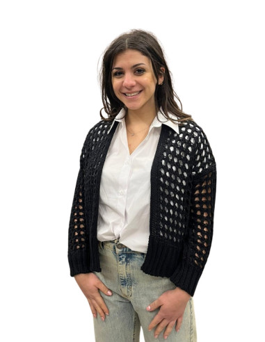 Cardigan traforato donna nero Motel