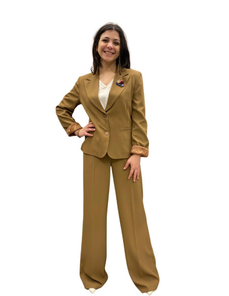 Pantalone gamba ampia cady TABACCO