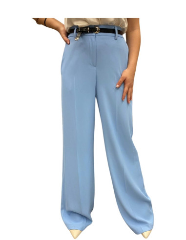 Pantalone azzurro polvere donna elegante gamba ampia Motel