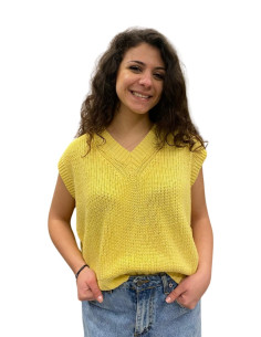 Gilet Giallo con Scollo a V Zahjr
