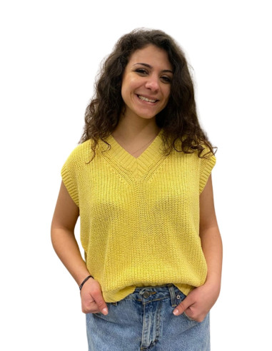 Gilet Giallo con Scollo a V Zahjr